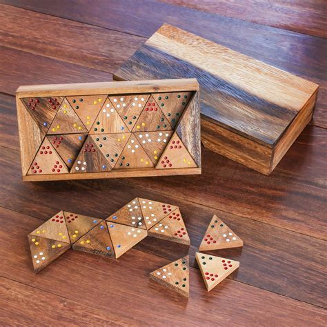 UNICEF Market | Wood 3-Sided Domino Set Crafted in Thailand - Triple Threat