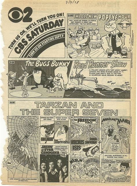 1978 - CBS Saturday Mornings - TV Guide line-up ad | Morning cartoon ...