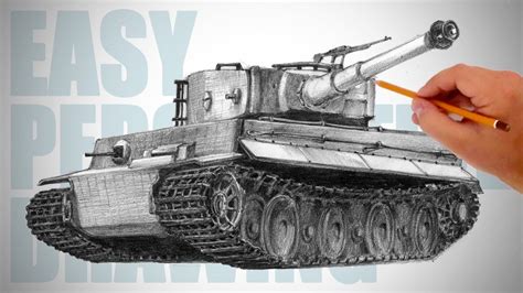 How to draw a tank - Easy Perspective Drawing 10 | Perspective drawing, Tank, Drawings