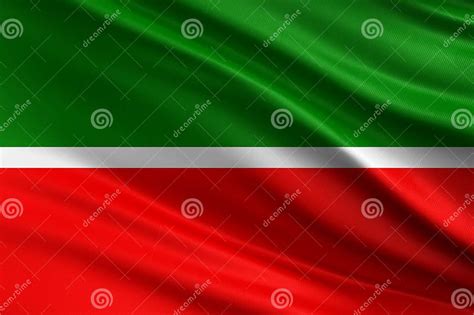 Tatarstan Flag with Fabric Texture, Official Colors, 3D Illustration Stock Illustration ...