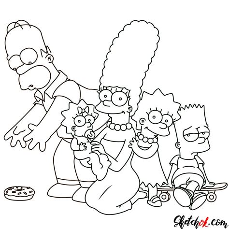 How to draw the Simpsons family together - Sketchok easy drawing guides | Simpsons drawings, The ...