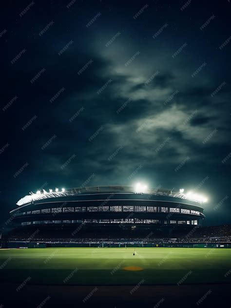 Premium Photo | Cricket stadium at night Background