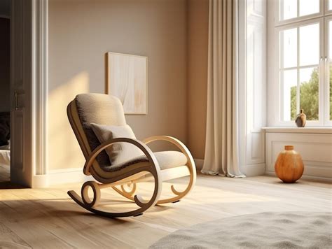 Premium AI Image | A living room with a chair and a rug on the floor.