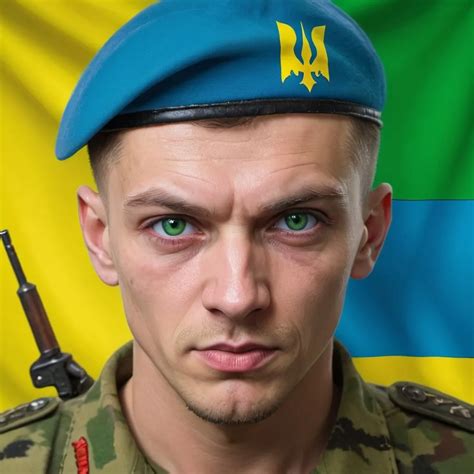 Ukrainian Soldier in style of mad magazine, closeup...