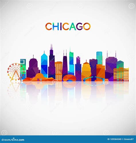 Chicago Skyline Silhouette in Colorful Geometric Style. Stock Vector - Illustration of design ...