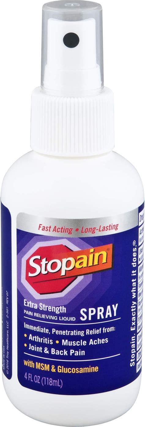 Amazon.com: Stopain Extra Strength Pain Relief Spray 4 fl. oz Relieves Muscle and Joint Pain ...