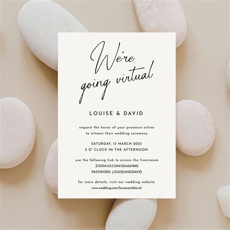 Virtual wedding Invitation Printable, Simple Zoom wedding invitation Template, Minimalist Modern ...