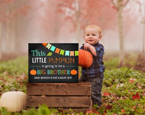 Pumpkin Pregnancy Announcement Fall Thanksgiving Baby Big Brother ...