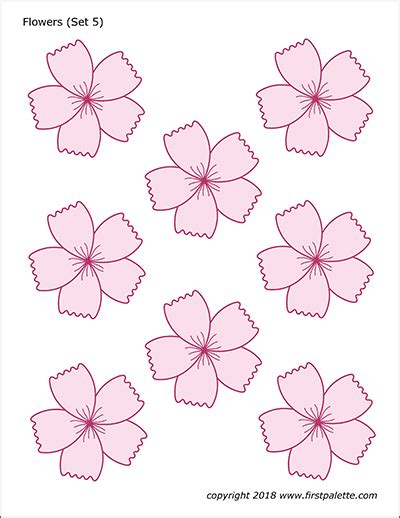 Free Printable Colored Flower Set - Cherry Blossoms