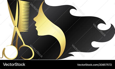 Scissors with comb and silhouette a girl Vector Image