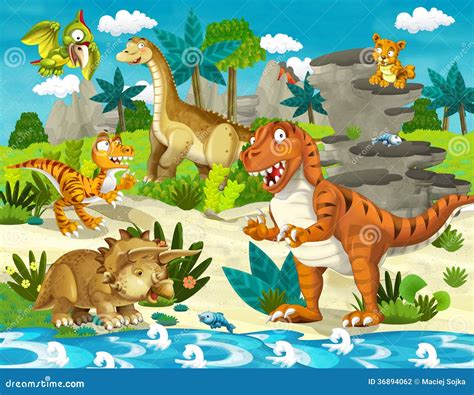 The Dinosaur Land - Illustration For The Children Stock Photography - Image: 36894062