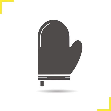 Oven mitt icon. Isolated oven mitt vector illustration. Drop shadow pot holder icon. Protective ...