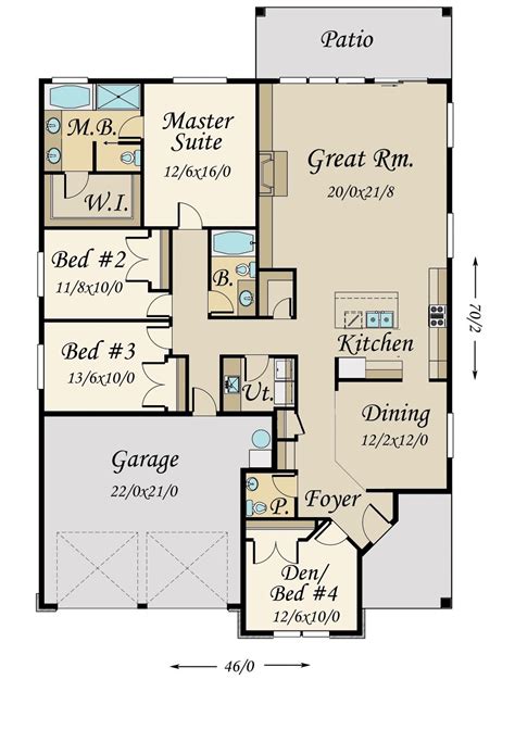 Garden Flat House Plan | One Story Cottage Home Design