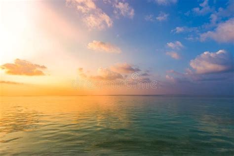 Inspirational calm sea with sunset sky. Meditation ocean and sky background. Col , #Ad, #sky, # ...