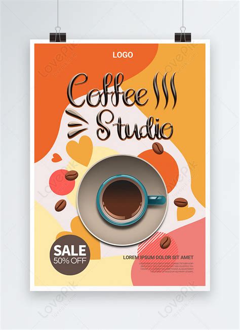 Diseño Gráfico Del Cartel Comercial Del Café Del Mosaico Del Bloque De Color Simple | Descarga ...