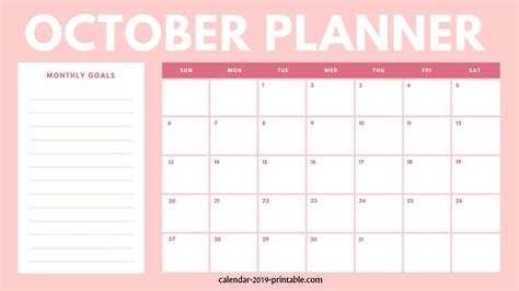 October 2019 Planner Monthly Calendar Template #october # ...