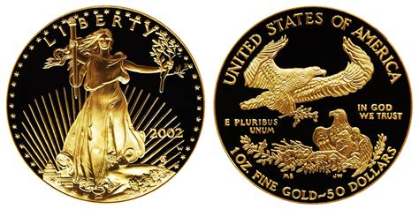 2002 W American Gold Eagle Bullion Coin Proof $50 One Ounce Gold - Type ...