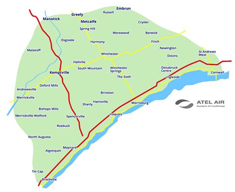 Service Area Map - Kemptville, Prescott, Cornwall, On