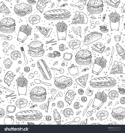 Fast food. Seamless background. Vector fast food pattern. #Ad , #Affiliate, #Seamless#food#Fast# ...