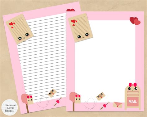 Cute Love Letter Printable Stationery Print Easily at Home Perfect for Penpal Letter Writing ...