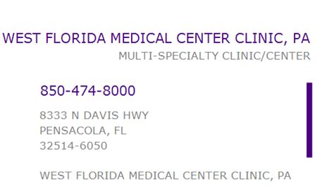 1568452688 NPI Number | WEST FLORIDA MEDICAL CENTER CLINIC, PA | PENSACOLA, FL | NPI Registry ...