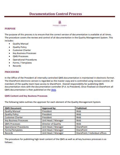 Document Control Procedure Template