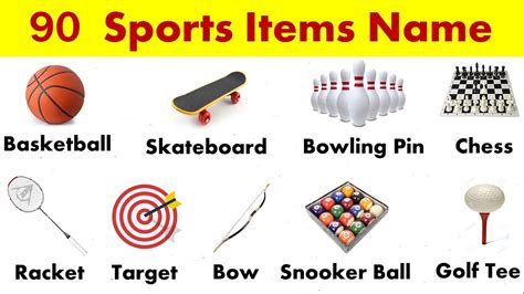 Sports Items Name in English With Picture || Sports Equipment Name With ...