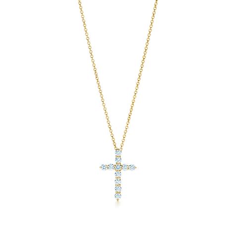 Cross pendant in 18k gold with diamonds, small. | Tiffany & Co.