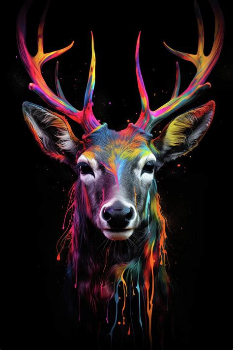 Neon Deer Digital Art by Marc Huebner - Fine Art America