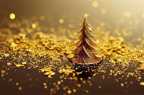 Free Gold Christmas Tree Background