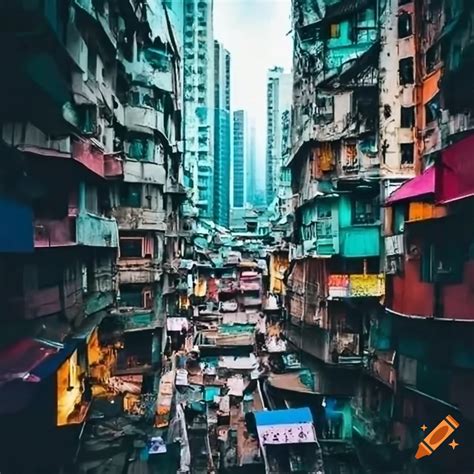 Urban photography of future hong kong slums on Craiyon