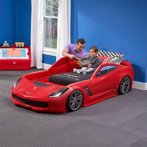 Racing Car Bed Corvette Convertible Toddle To Twin With Lights Red Boy ...