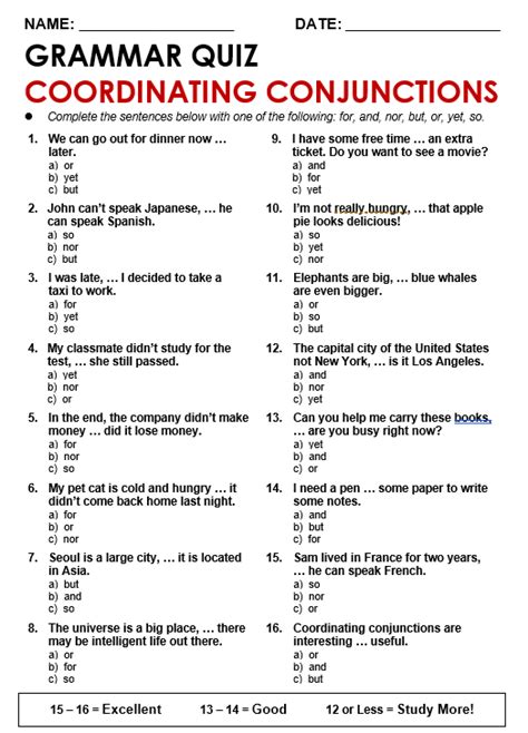 Subordinating Conjunctions Worksheet Kindergarten