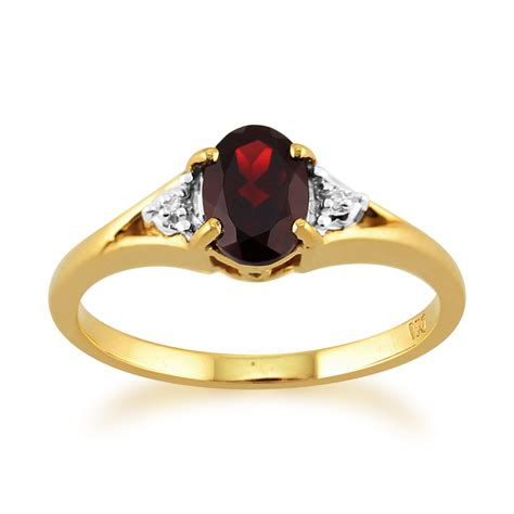 9ct Yellow Gold 0.77ct Natural Garnet & Diamond Single Stone Ring Size | eBay