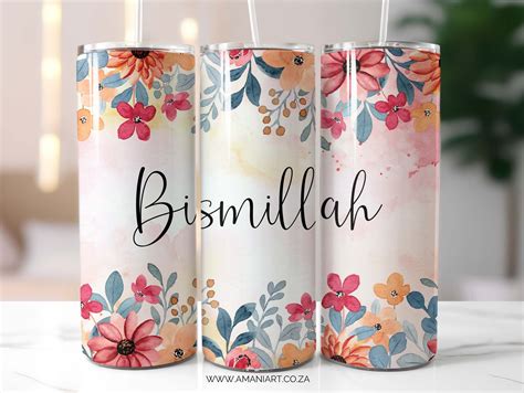 Bismillah floral 1 skinny tumbler – Amani Art