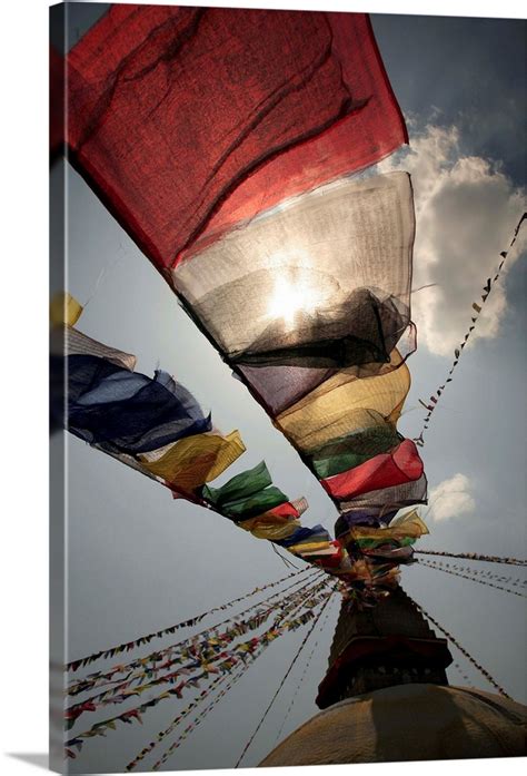 Nepal, Central, Kathmandu, Bodnath site, Prayer flags hanging from the stupa Wall Art, Canvas ...