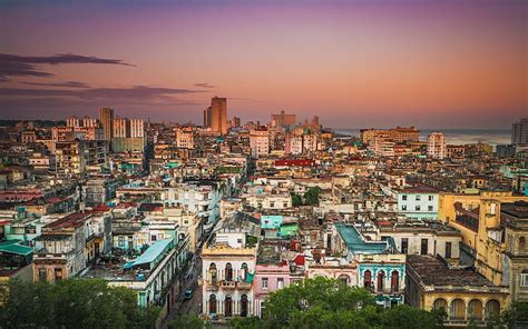 HD wallpaper: Havana, Cuba, sunrise, street, clouds, building, roof ...