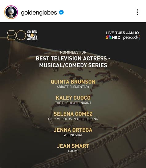 Golden Globes Nominees For Best TV Actress (Musical / Comedy) : r/popculturechat