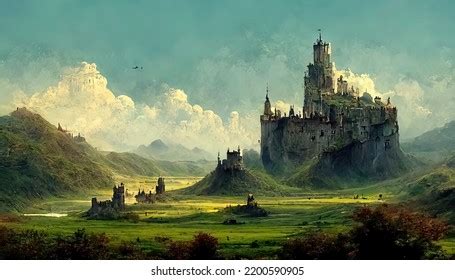 Medieval Fantasy Castle Scene Digital Illustration Stock Illustration 2200590905 | Shutterstock