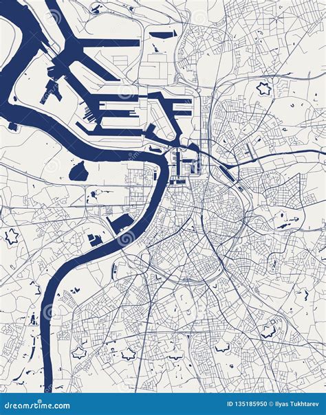 Map of the City of Antwerp, Belgium Stock Illustration - Illustration ...