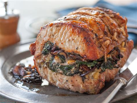 Recipe: Roasted Pork Loin Stuffed with Baby Spinach, Mushrooms and Pine ...