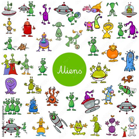 cartoon alien fantasy characters large set Stock Vector | Adobe Stock