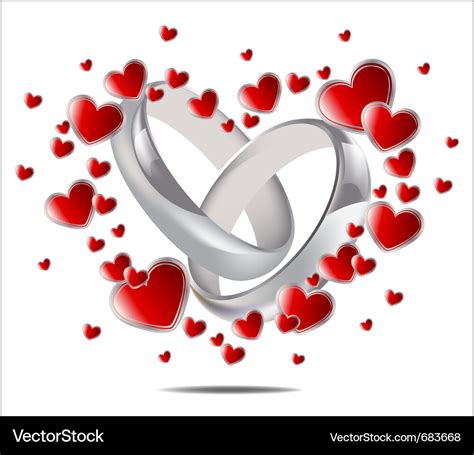 Wedding rings and hearts Royalty Free Vector Image