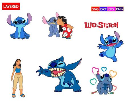 stitchers with lilo - stitch characters are shown in different styles and colors, including blue