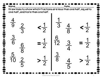 Comparing Fractions with Benchmarks Worksheets CCSS Math 3.NF.A.3.D
