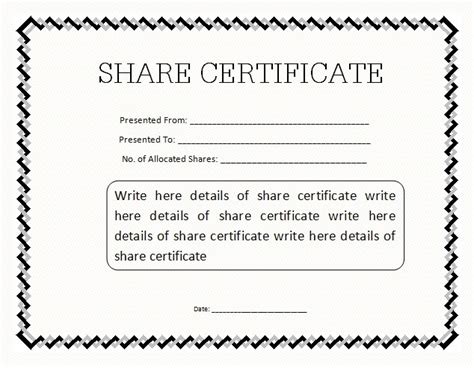 Share Certificate Template | Professional Word Templates