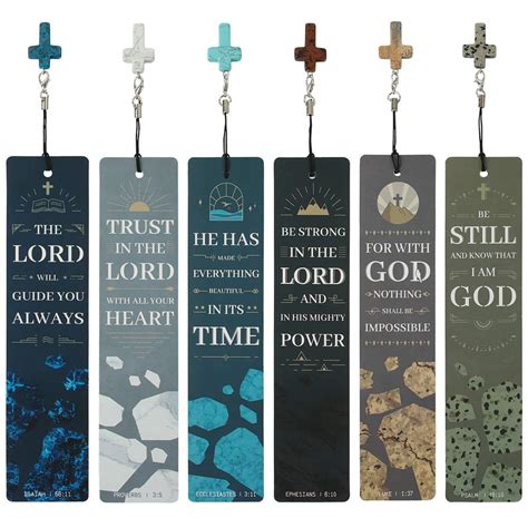 Buy 12 Pcs Bible Verses Bookmarks with Cross Pendants, Bookmark for ...