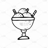 冰淇淋球与吸管图标，贴纸，卡片手绘矢量涂鸦。素描，斯堪的纳维亚，极简主义，单色。单元素设计。食品、甜素材 花瓣� sketch template