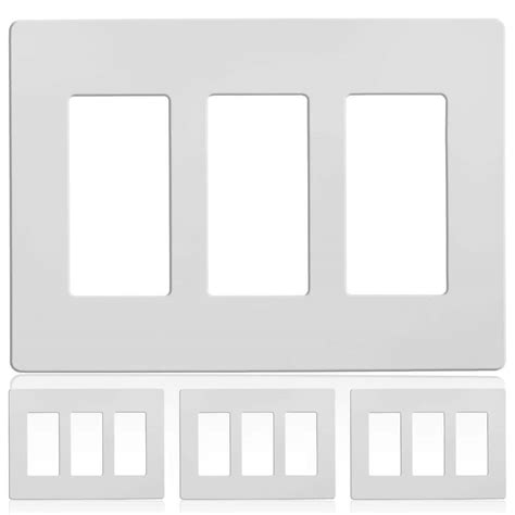 Faith 3-Gang Decorator Screwless Wall Plate, GFCI Outlet/Rocker Light ...