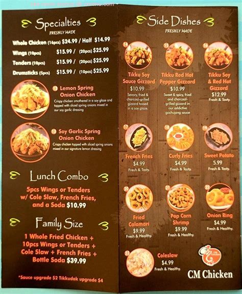 Menu at CM Chicken La Habra, La Habra